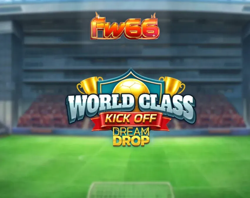 Tampilan visual retro World Class Kick Off Dream Drop dengan elemen stadion sepak bola